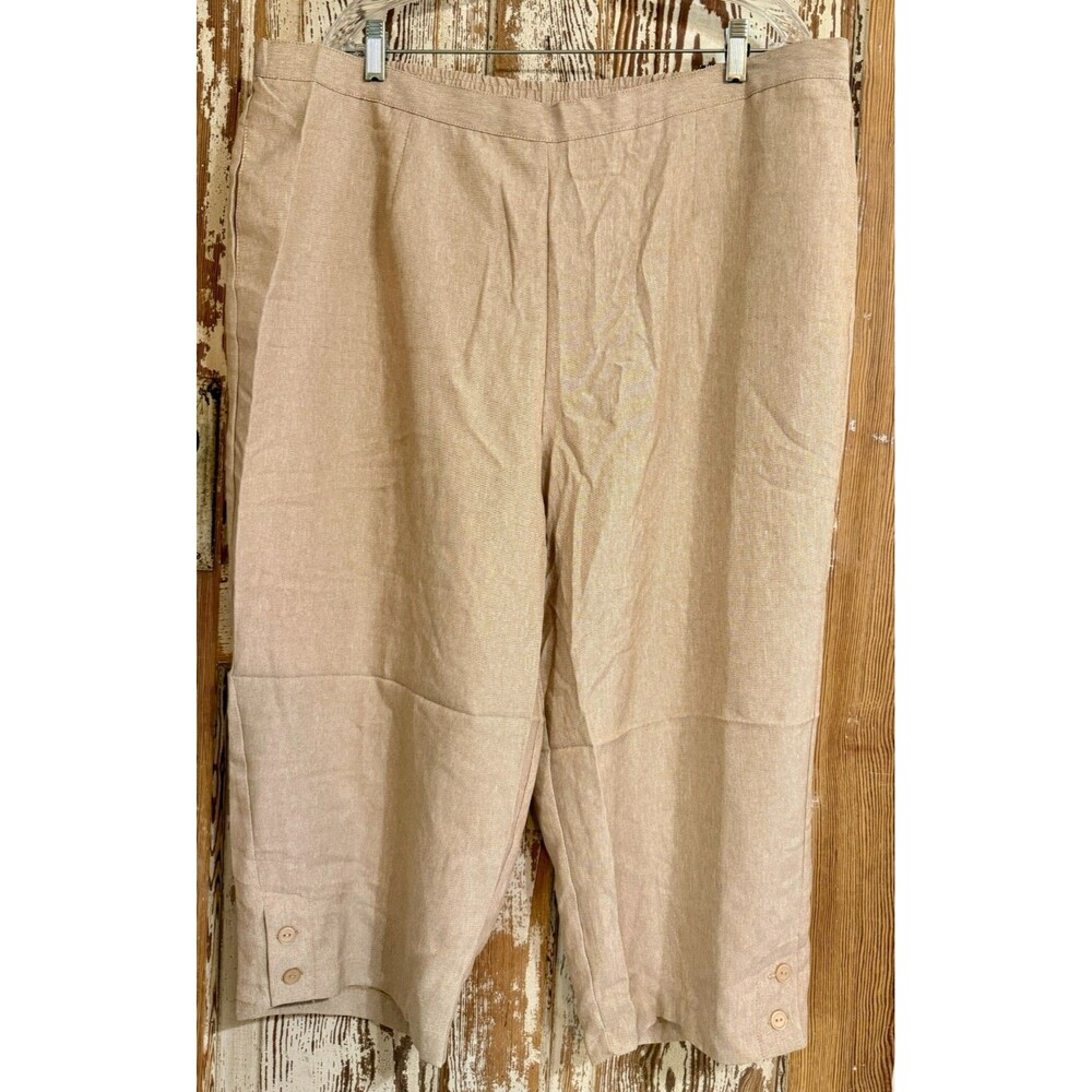 Alfred Dunner Classic Fit Button Hem Capris - Tan - Size 24W